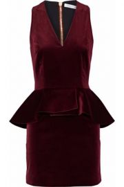 Cotton-blend velvet peplum mini dress by Pierre Balmain at The Outnet